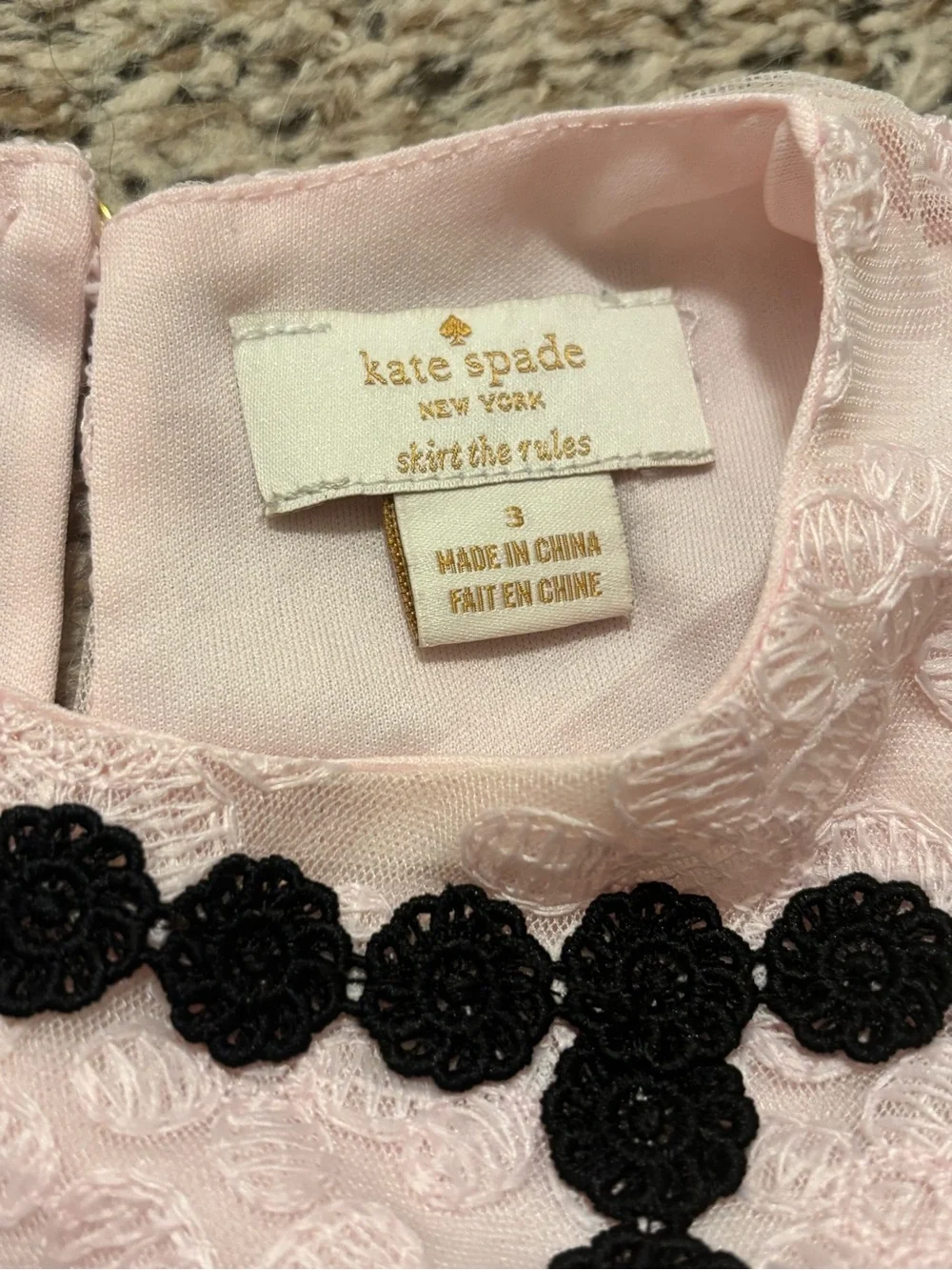 kate spade Pink Lace Top with Black Leggings Set